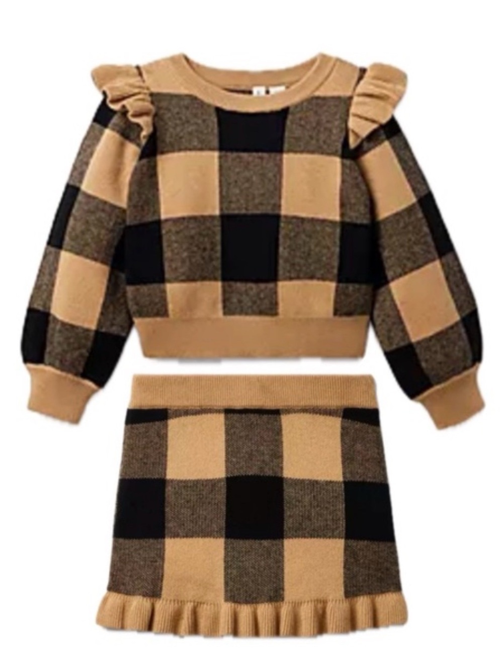 Janie and Jack Plaid Ruffle Sweater Skirt Set Girls Size 4
